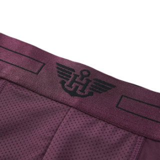 HLA 海澜之家 短裤男新品时尚休闲中腰针织平角内裤 HUKAJ1R027A 紫红镶拼(27)165/90(M) (紫色、M、平角裤、其它)