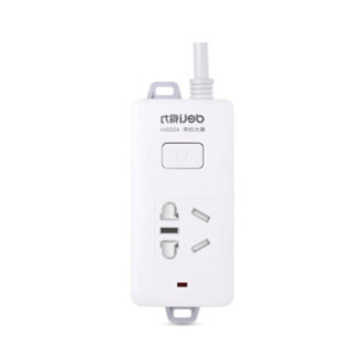 得力 插座/插排插/线板 得力(deli)18277-02 16A4000W热水器/空调2米延长线插座(白)