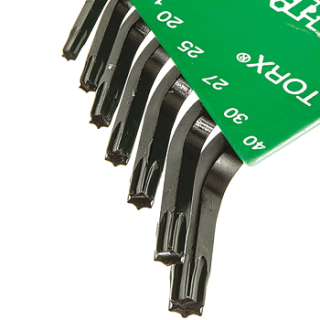 RS Pro欧时 7件 铬镍合金钢 L形状 短臂 Torx 扳手套件, 内含T10; T15; T20; T25; T27; T30; T40尺寸