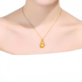 周六福 珠宝可爱小兔3D硬金黄金吊坠 不含链定价AD043909 约1.7g