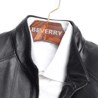 比菲力(BEVERRY)2018秋季新款海宁绵羊皮皮衣男士机车皮夹克外套修身韩版潮帅气 ZYPY003 黑色夹棉款 M