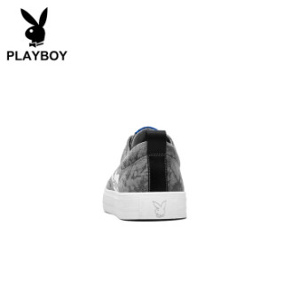 PLAYBOY 花花公子 英伦时尚平底休闲帆布鞋子男低帮透气百搭 DS85174 深灰 40