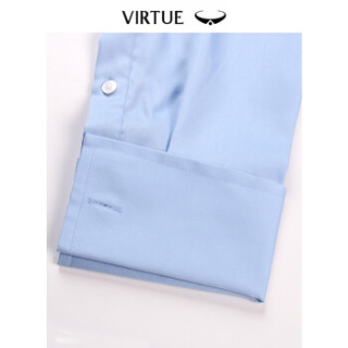 Virtue富绅贡缎丝光棉免烫法式衬衫商务正装男礼服纯棉长袖衬衣YCM60242017温莎浅蓝 44