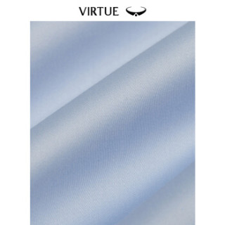 Virtue富绅贡缎丝光棉免烫法式衬衫商务正装男礼服纯棉长袖衬衣YCM60242017温莎浅蓝 44