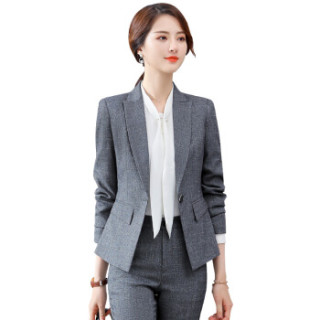 尚格帛 2019春季新品小西装女工作服职业正装修身免烫西服套装 LLXZA1822GBTZS 黑色外套+黑色西裤+衬衫 S