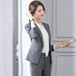 尚格帛 2019春季新品小西装女工作服职业正装修身免烫西服套装 LLXZA1822GBTZS 黑色外套+黑色西裤+衬衫 S