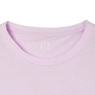 Gap旗舰店 女装棉质短袖T恤柔软弹力圆领内搭logo上衣女士打底衫 355266 粉紫色 L