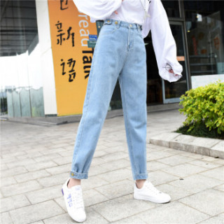 新薇丽(Sum Rayleigh)牛仔裤女宽松2019春款新品 高腰老爹裤韩版阔腿直筒裤子 KXLF9815 浅蓝 L