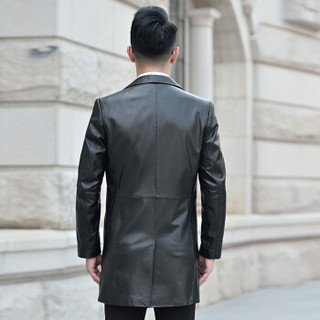 金盾（KIN DON）绵羊皮衣 新款男士百搭中长款皮衣外套5017-703黑色XL