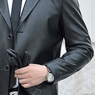金盾（KIN DON）绵羊皮衣 新款男士百搭中长款皮衣外套5017-703黑色XL