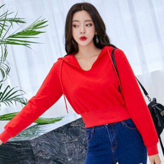 BANDALY 2019春夏季新款女装新品卫衣女韩版时尚纯色短款衣服女长袖连帽 zxALYHGQZ18020 白色 XL