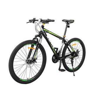 邦德富士达 山地车自行车26寸高碳钢车架24速减震男女士学生式越野单车 W100 黑绿色