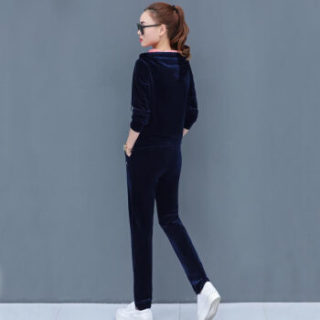 欧偲麦 休闲套装女卫衣女连帽宽松2019新款运动两件套春秋季女装时尚韩版外套大码 XTD-69020-0 宝蓝色 3XL