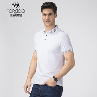 虎都（FORDOO） polo衫男 2019夏季新款时尚简约纯色潮流商务精致休闲百搭翻领短袖 59632061 白色 L