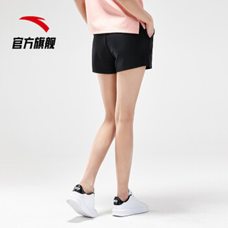 ANTA 安踏 生活系列 16927782-5 女运动短裤夏季新款跑步健身女生休闲外穿棉 基础黑/经典红-5 XS(女155)