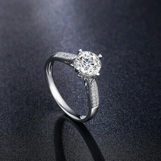 鸣钻国际 许诺 PT950铂金钻戒女 白金钻石戒指结婚求婚女戒 钻石对戒女款 共约22分 F-G/SI 15号