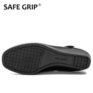 SAFE GRIP 功能女皮鞋专业防滑防水耐油安全舒适透气休闲商务时尚扣带浅口坡跟中跟JZWS-26 黑色 36