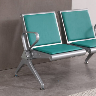 中伟（ZHONGWEI）机场椅公共连排椅医院候诊椅银行等待椅加厚二人位加皮垫-绿色