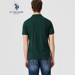 U.S. POLO ASSN. polo衫男士2019春夏新品多色纯棉潮流时尚短袖t恤1192101001 墨绿色 L