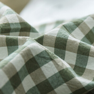 安睡宝 SOMERELLE 套件家纺 ins全棉色织水洗棉双人四件套 床单被套 格格绿200x230cm