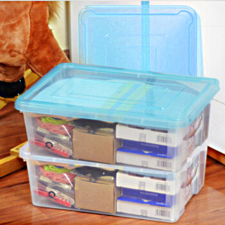 A+家生活10L衣物零食玩具厨房车用塑料收纳盒整理箱3189蓝色盖1只装
