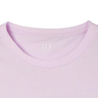 Gap旗舰店 女装棉质短袖T恤柔软弹力圆领内搭logo上衣女士打底衫 355266 粉紫色 XS
