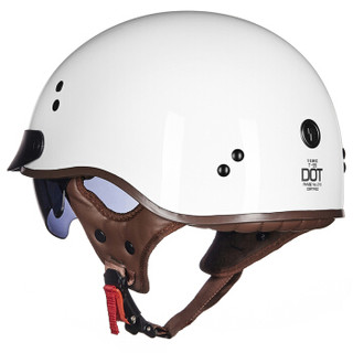 TORC摩托车头盔春夏新款男女复古哈雷头盔电动车小半盔T535 白色 XL码