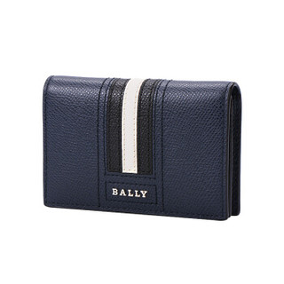 BALLY 巴利 男士翡翠蓝色黑白条牛皮卡片夹 TYKE.LT/17 6218027