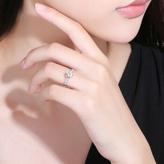 鸣钻国际 许诺 PT950铂金钻戒女 白金钻石戒指结婚求婚女戒 钻石对戒女款 共约90分 F-G/SI