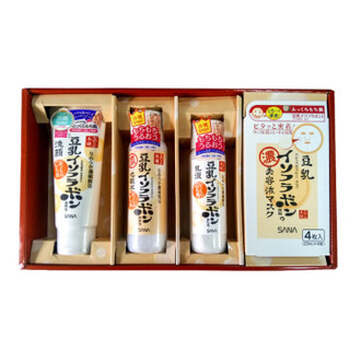 莎娜（SANA）豆乳经典四件套（洗面乳150g+ 化妆水200ml+乳液150ml+面膜4片）