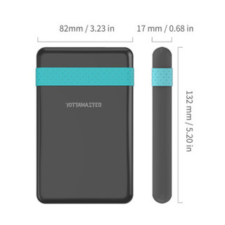 YottaMaster 2.5英寸Type-C笔记本移动硬盘盒外置盒免工具SATA串口支持固态SSD、机械硬盘 黑色A1-C3