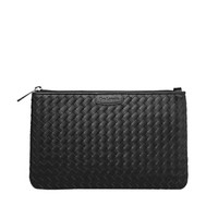 Guy Laroche 姬龙雪 男士牛皮黑色编织手包男款手拿包商务手袋 GM2670232-01