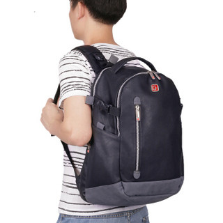 SVVISSGEM 双肩包 大容量14.6英寸笔记本电脑包 商务时尚男包 男学生书包旅行背包 SA-9889 黑色