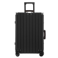 Travelhouse 全铝镁合金复古铝框拉杆箱女万向轮登机行李箱女T1858 黑色 20英寸
