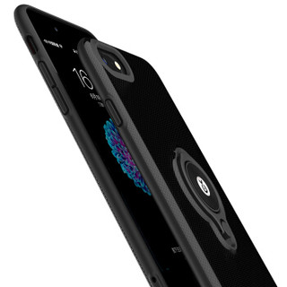 毕亚兹 苹果7/8手机壳 iPhone7/8保护套 全包防摔指环扣支架男女磨砂壳 王者系列 JK209-黑色
