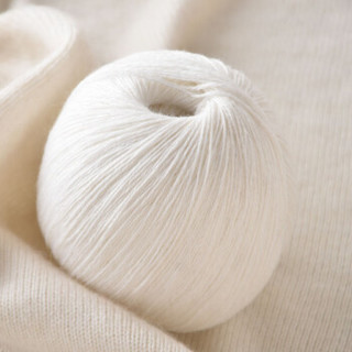 依尚 羊绒线 毛线 16/3中粗线 手编机织均可 婴儿宝宝毛线 围巾线M01 纯白色