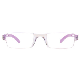 恋上（LianSan）老花镜 男女款便携无框耐摔PC树脂高清老光眼镜 2220S 紫色 100度