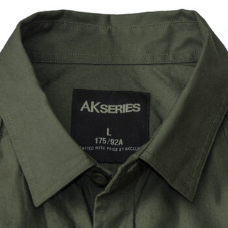 AK男装 （AKSERIES）轻复古拼接印花男士休闲长袖衬衫1702054 军绿 M