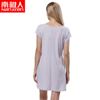 南极人（Naijiren）睡衣女士舒适棉质短袖薄款休闲宽松睡裙内衣家居服 紫色-XL