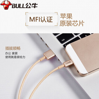 公牛 BULL GNV-J7210香槟金苹果数编织据线 USB充电器线 iPhoneX/XS MAS/XR/8plus/ipad/MFI认证 1米