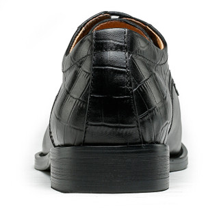 E-LONG 鄂龙 英伦鳄鱼纹商务正装男鞋低帮平跟系带婚鞋 黑色40码 F1403A65