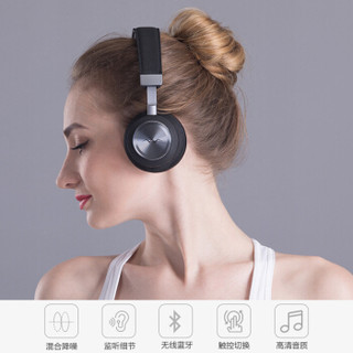 聆耳Linner  NC80  主动降噪  降噪耳机 蓝牙耳机  头戴式  高清音质  炫酷黑