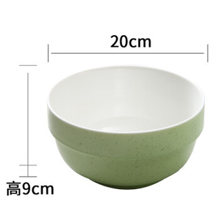 松发 芝麻釉陶瓷餐具汤碗2件套 纯色简约8英寸汤碗护边碗套装 绿色