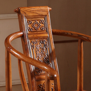 中伟实木茶桌椅仿古中式休闲餐椅圈椅太师椅仿古榆木椅卷书椅