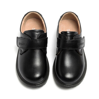 斯纳菲童鞋 男童皮鞋头层牛皮新款黑色学生表演出鞋儿童男孩单鞋18818黑色33