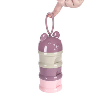 天美优客（TEENUNIX）婴儿奶粉盒便携式外出奶粉罐装奶粉储存宝宝分装辅食盒零食盒婴儿用品奶粉格手提分格紫