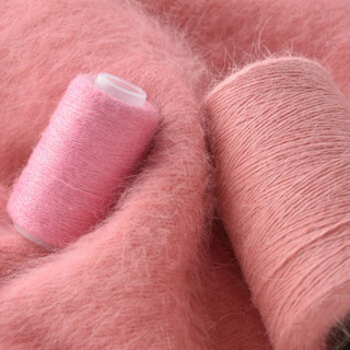 牧心 羊绒线 长毛毛线 14/2中粗线 手编机织均可 婴儿宝宝毛线 围巾线Z07 深粉色