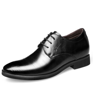 Poitulas 波图蕾斯 男士休闲商务正装皮鞋子隐形内增高6CM结婚 5660 黑(增高) 40