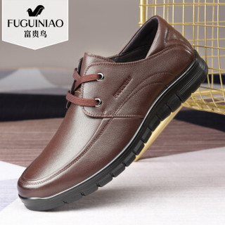 Fuguiniao 富贵鸟 男士头层牛皮鞋系带商务休闲舒适 S903507 暗棕 43