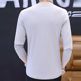 猫人 MiiOW T恤男2019春季新款韩版修身假两件圆领长袖T恤KC-3602灰色M